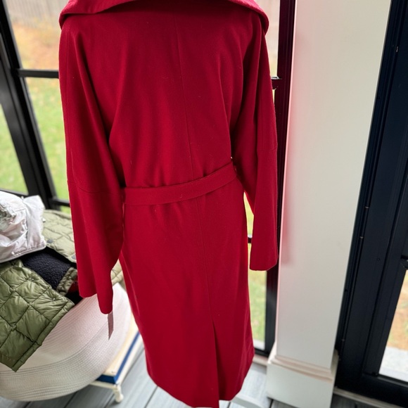 NWT Helene Berman XL Wool coat w/ tie belt; Shawl Collar and pockets. RED - Picture 3 of 5